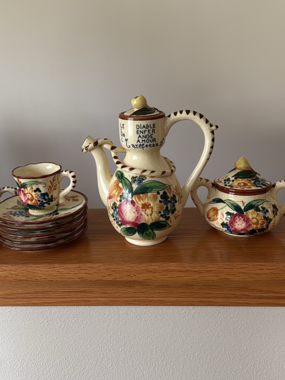 Vintage Japanese Majolica-style Tea Set
